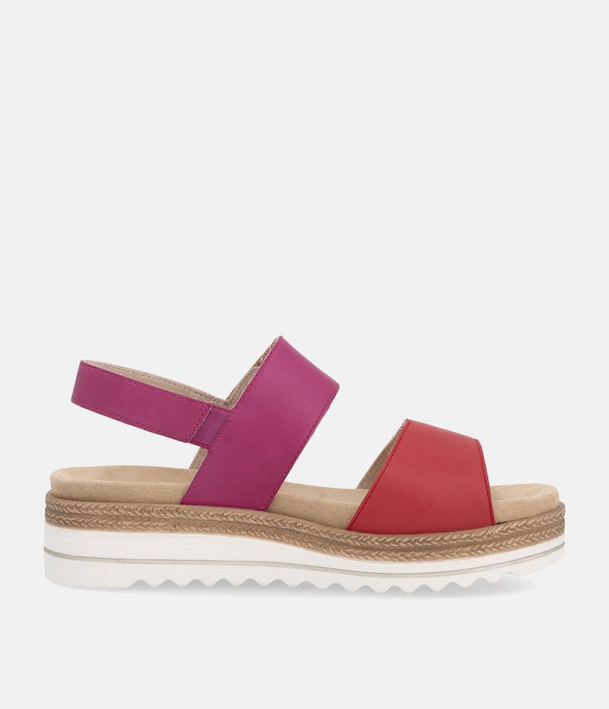 Remonte Versatile Pink/Red Wedge Sandals