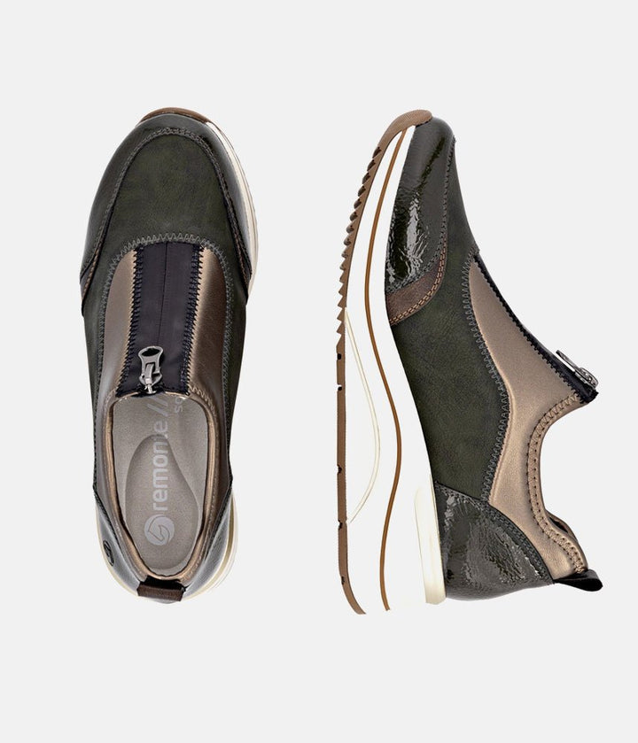 Remonte Wide Fit Combi Front Zip Fashion Trainers - Green