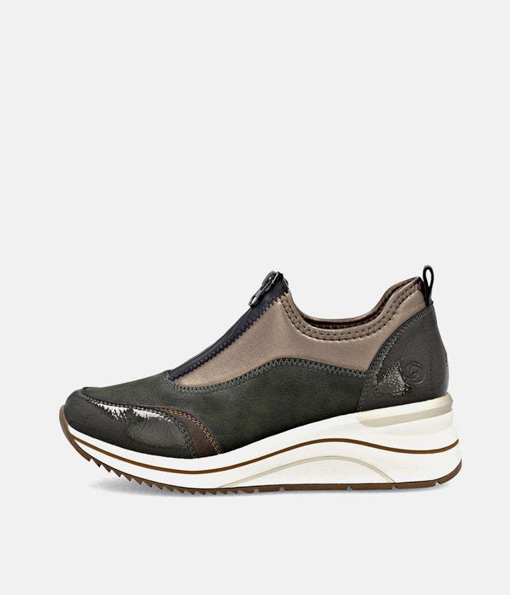 Remonte Wide Fit Combi Front Zip Fashion Trainers - Green