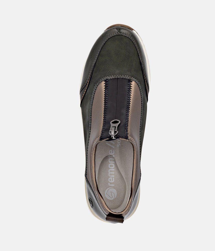 Remonte Wide Fit Combi Front Zip Fashion Trainers - Green