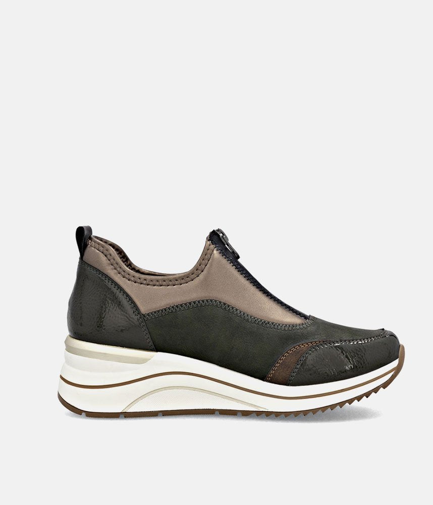 Remonte Wide Fit Combi Front Zip Fashion Trainers - Green