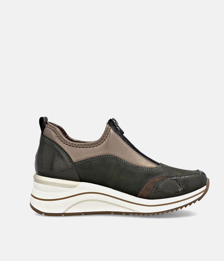 Remonte Wide Fit Combi Front Zip Fashion Trainers - Green