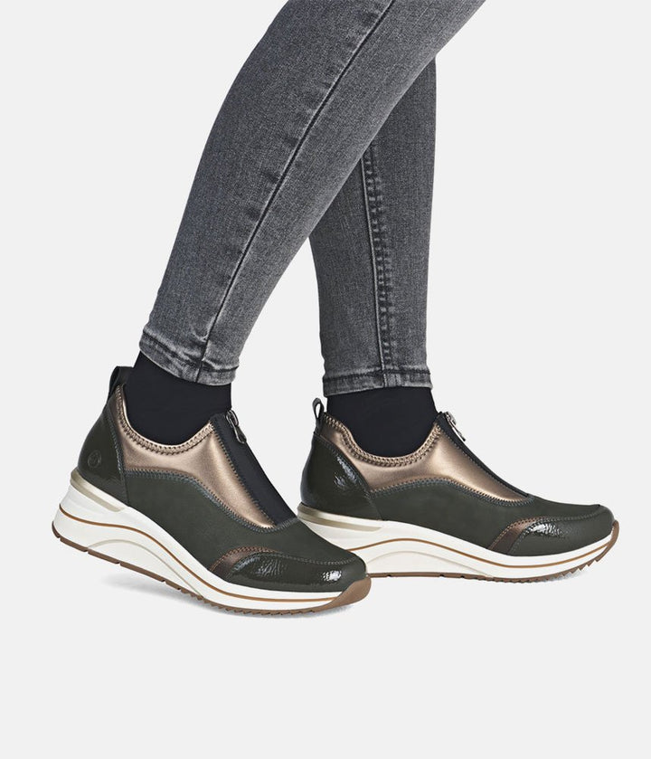 Remonte Wide Fit Combi Front Zip Fashion Trainers - Green