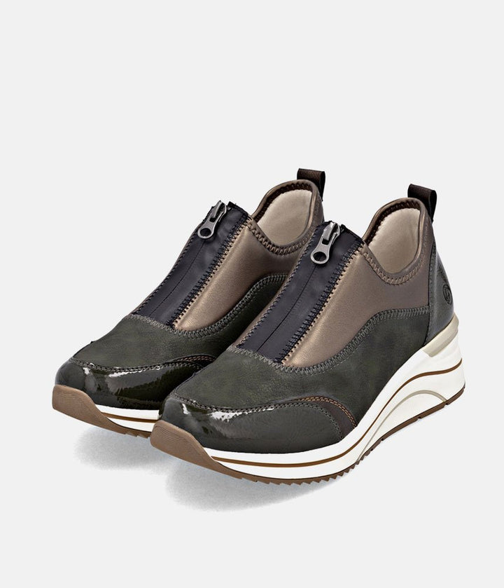 Remonte Wide Fit Combi Front Zip Fashion Trainers - Green