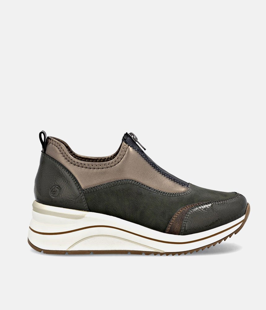 Remonte Wide Fit Combi Front Zip Fashion Trainers - Green