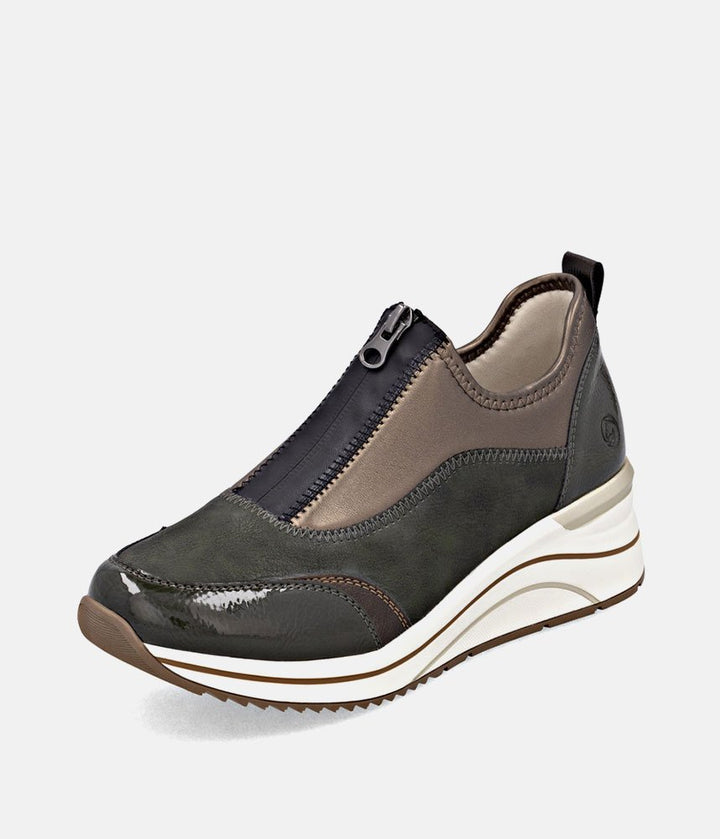 Remonte Wide Fit Combi Front Zip Fashion Trainers - Green