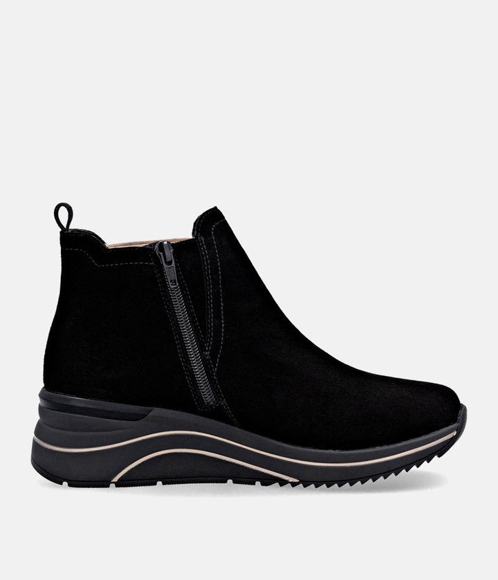 Remonte Sporty Wedge Ankle Boots - Black Leopard