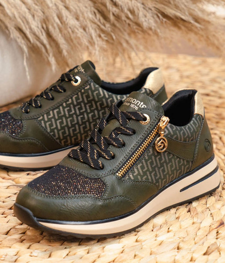 Remonte Glam Combi Sneakers - Olive Green