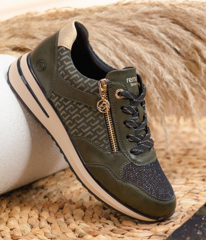 Remonte Glam Combi Sneakers - Olive Green