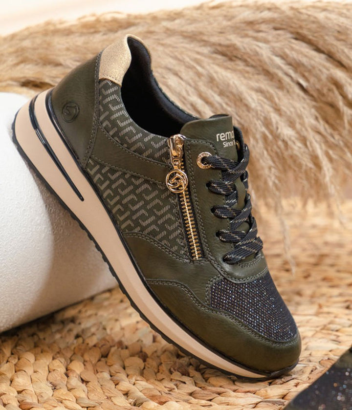 Remonte Glam Combi Sneakers - Olive Green