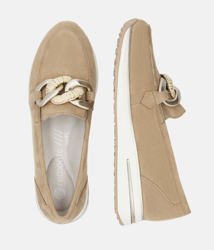 Remonte Sporty Stylish Beige Suede Loafers