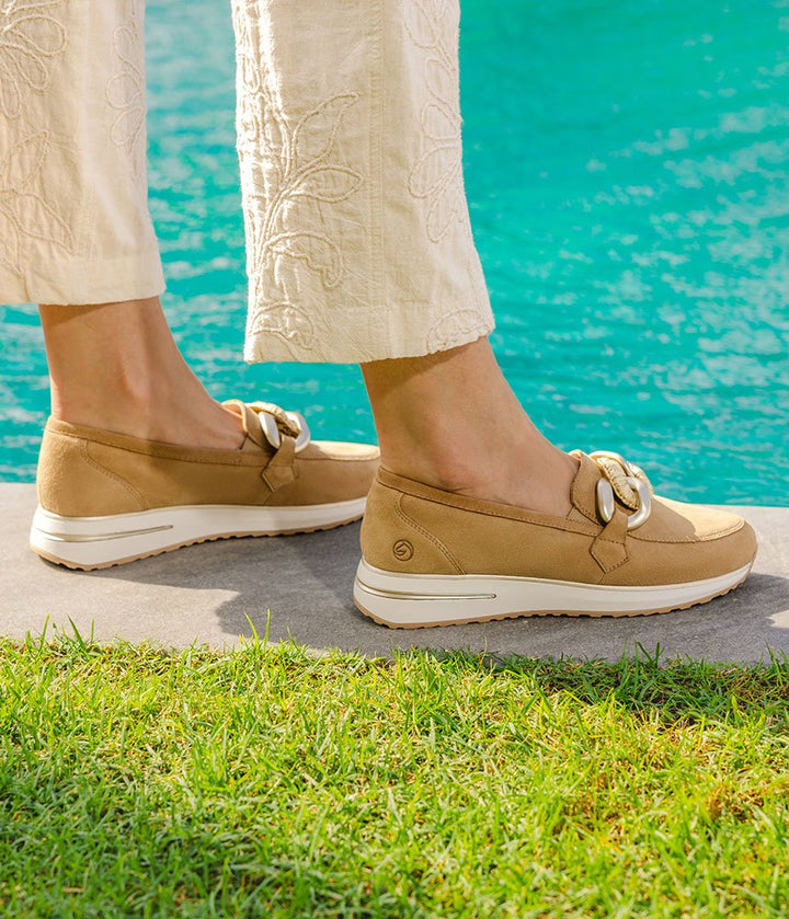 Remonte Sporty Stylish Beige Suede Loafers
