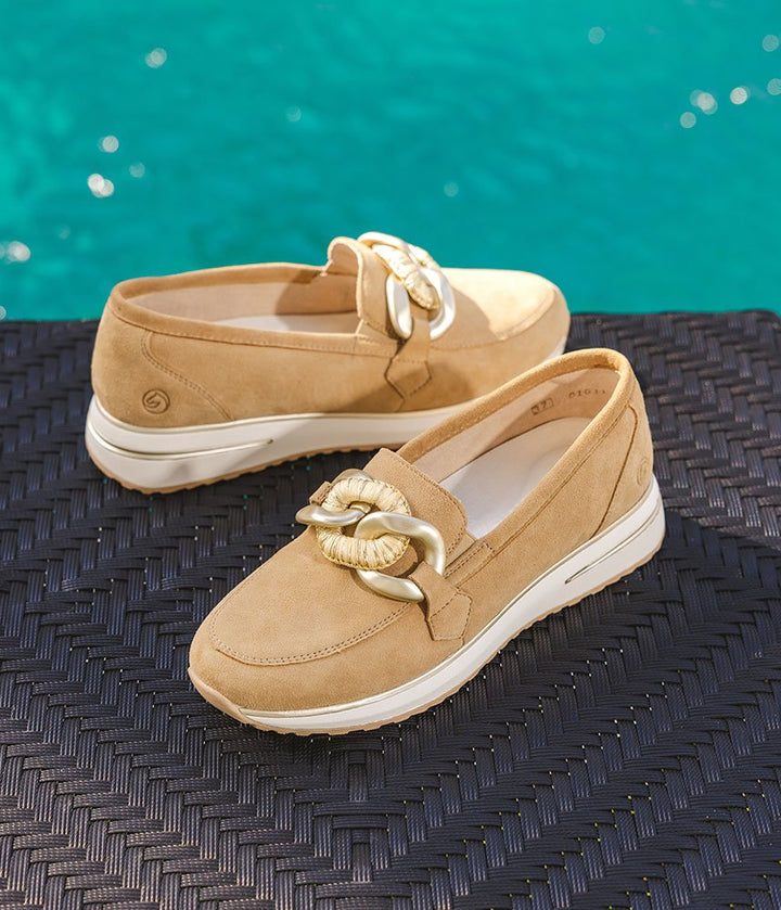 Remonte Sporty Stylish Beige Suede Loafers