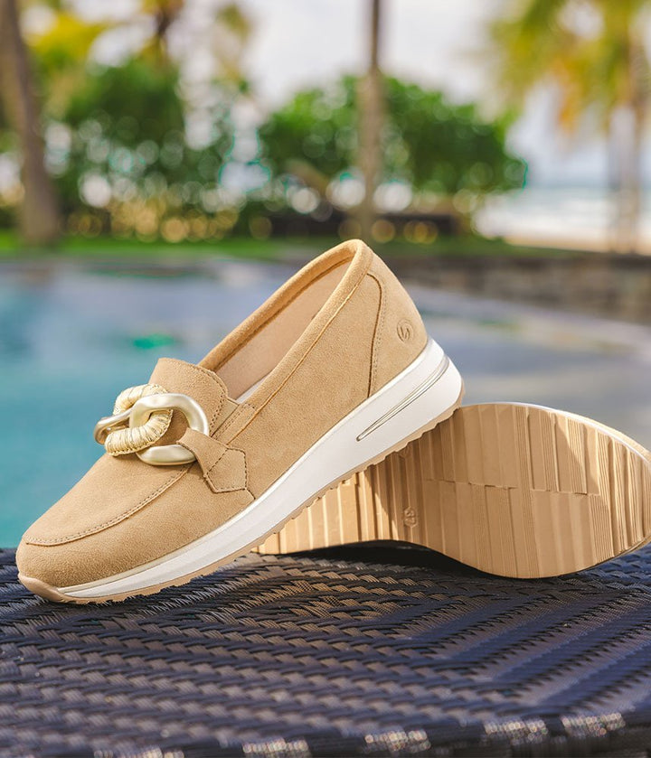 Remonte Sporty Stylish Beige Suede Loafers