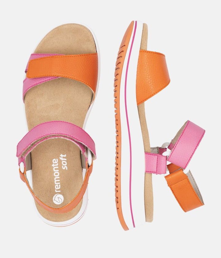 Remonte Sporty Orange/Pink Sandals