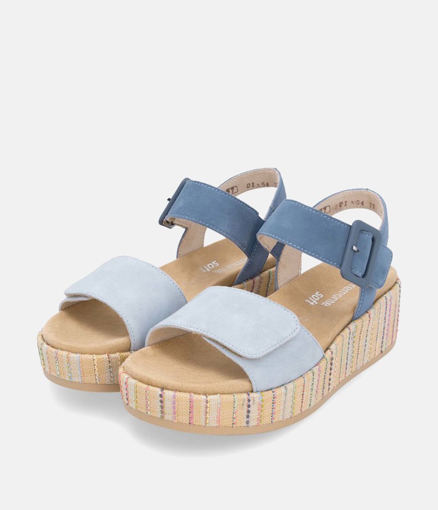 Remonte Fashionable Blue Multi Wedge Sandals