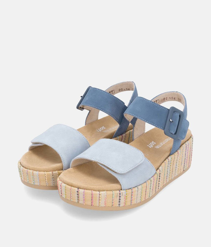 Remonte Fashionable Blue Multi Wedge Sandals