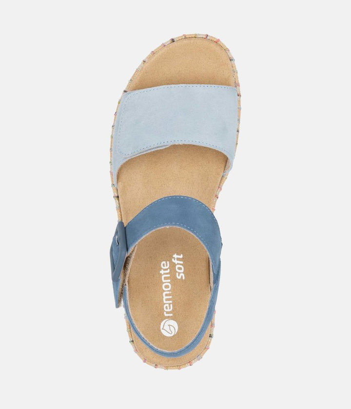 Remonte Fashionable Blue Multi Wedge Sandals