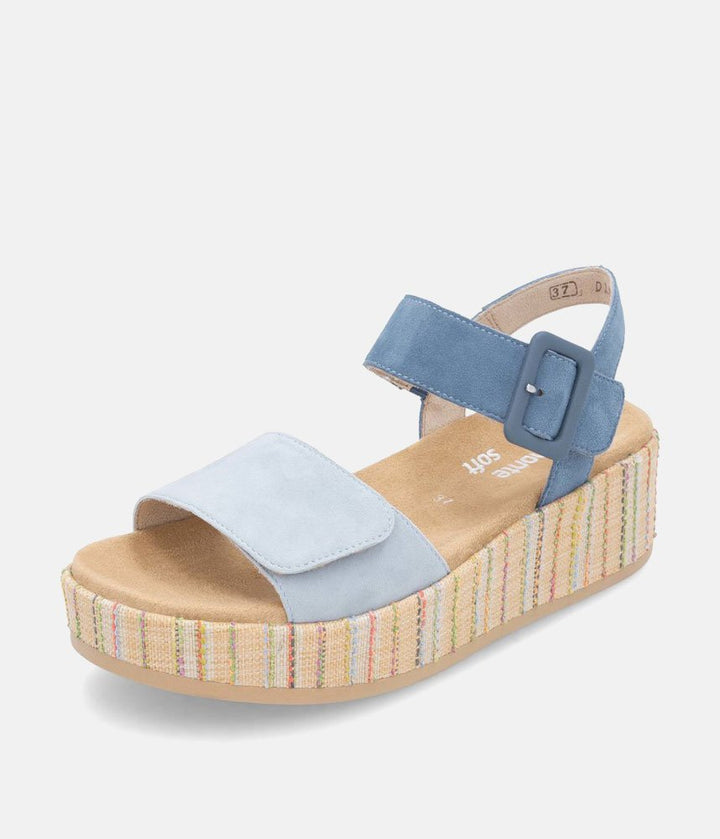 Remonte Fashionable Blue Multi Wedge Sandals