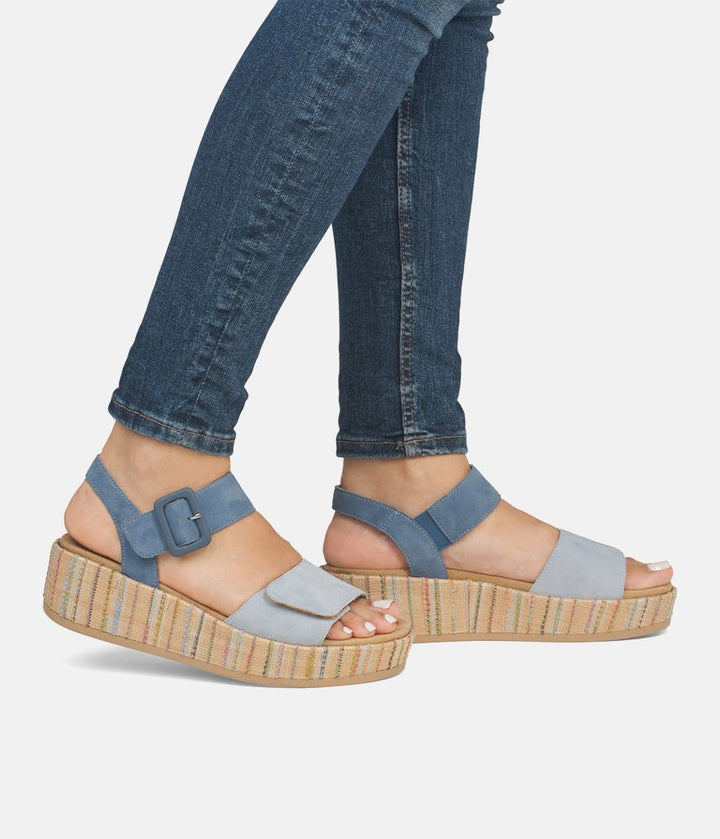 Remonte Fashionable Blue Multi Wedge Sandals