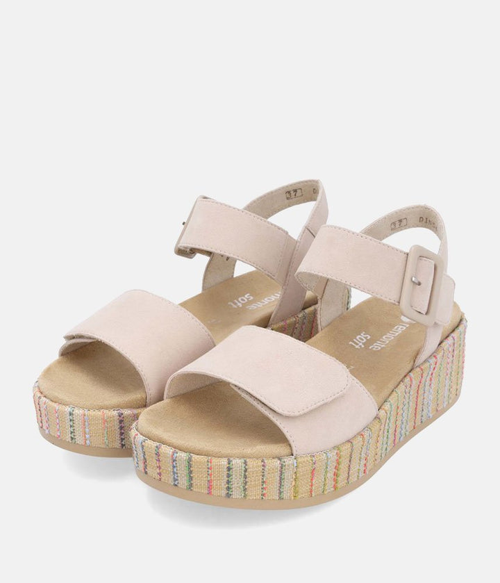 Remonte Fashionable Beige Multi Wedge Sandals