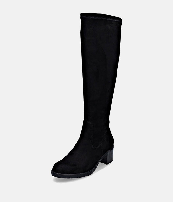 Remonte Fashionable Long Suede Block Heel Boots - Black