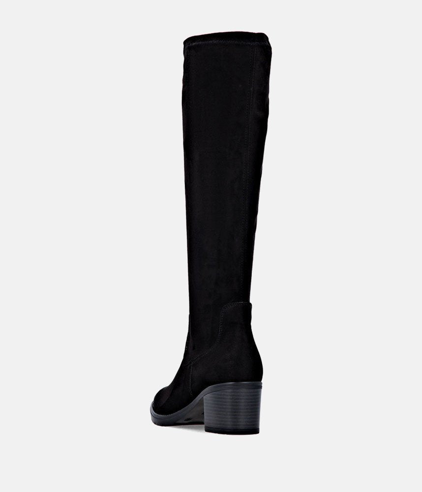 Remonte Fashionable Long Suede Block Heel Boots - Black