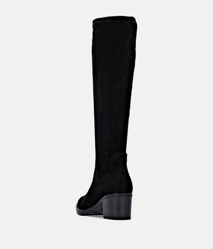Remonte Fashionable Long Suede Block Heel Boots - Black