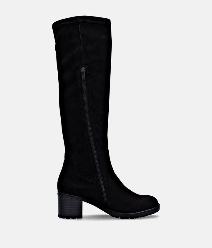 Remonte Fashionable Long Suede Block Heel Boots - Black