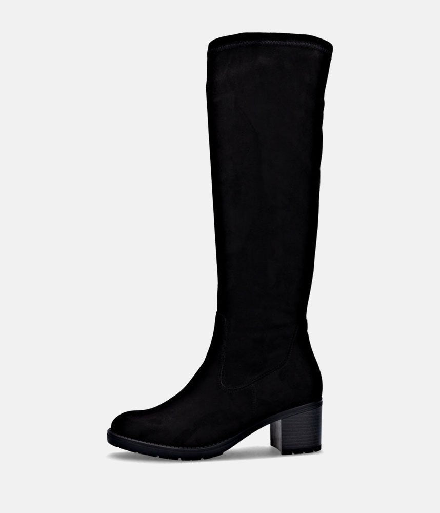 Remonte Fashionable Long Suede Block Heel Boots - Black