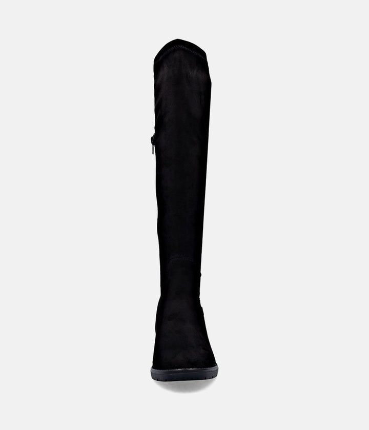 Remonte Fashionable Long Suede Block Heel Boots - Black