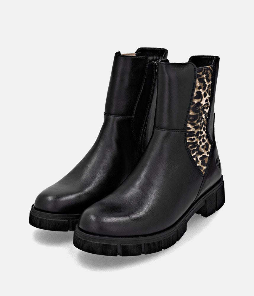 Remonte Stunning Combi Ankle Boots - Black Leopard