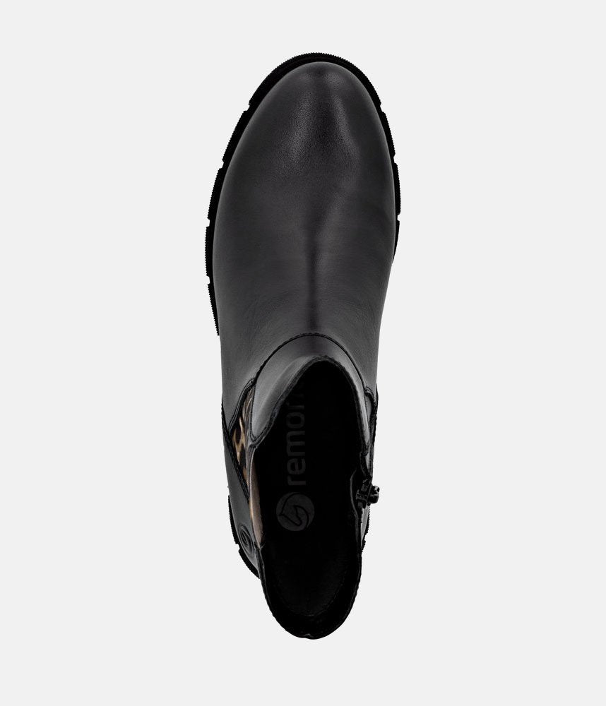 Remonte Stunning Combi Ankle Boots - Black Leopard