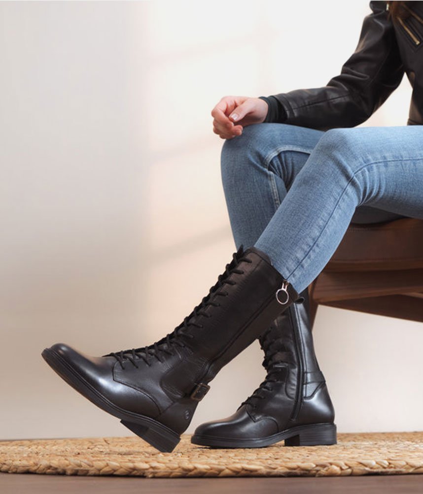 Remonte Versatile Leather Mid Calf Boots - Black