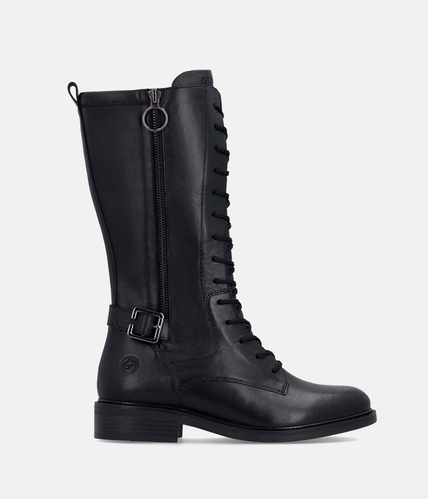 Remonte Versatile Leather Mid Calf Boots - Black