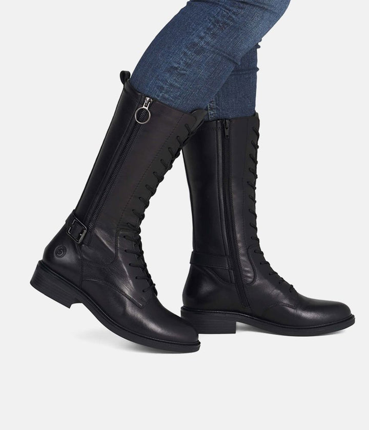 Remonte Versatile Leather Mid Calf Boots - Black