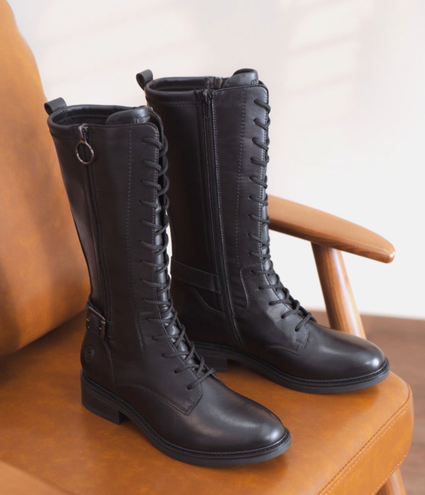 Remonte Versatile Leather Mid Calf Boots - Black