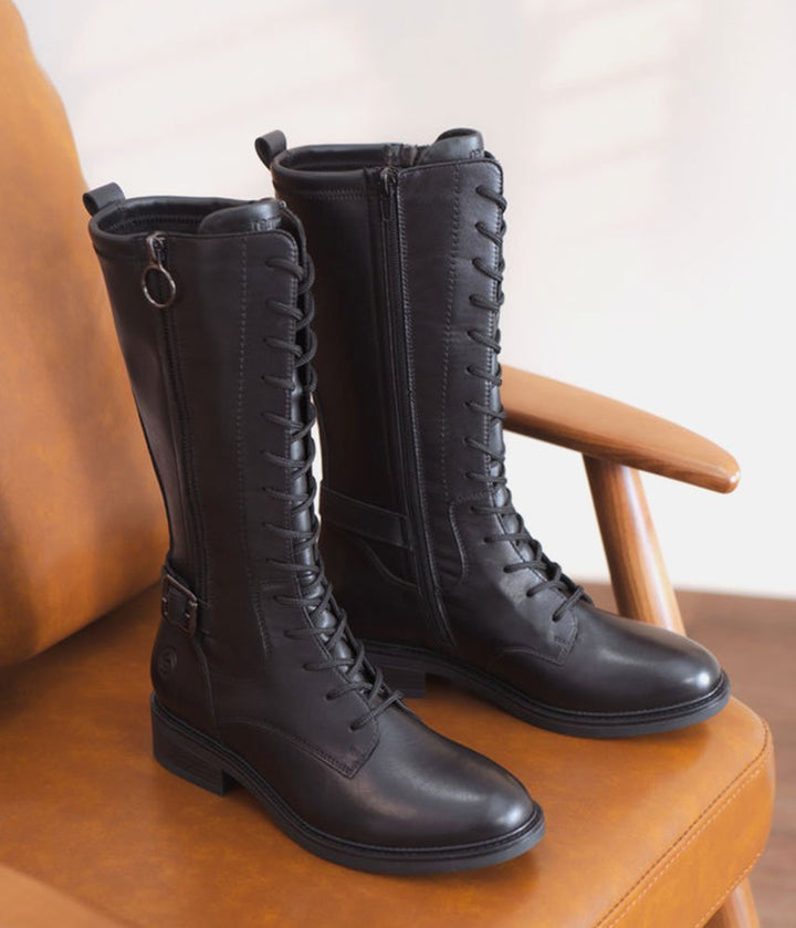Remonte Versatile Leather Mid Calf Boots - Black