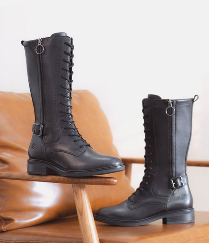 Remonte Versatile Leather Mid Calf Boots - Black