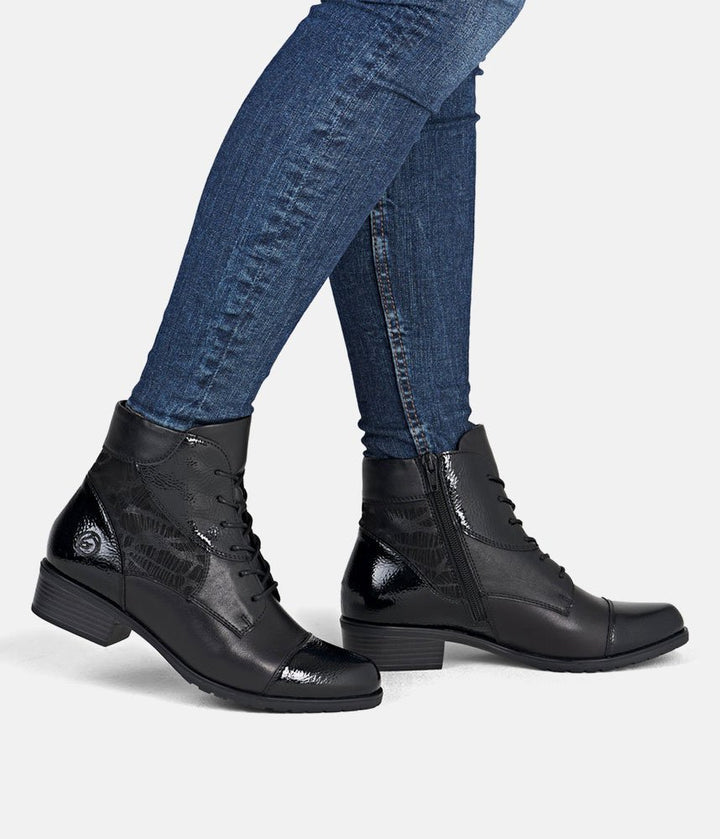 Remonte Chic and Versatile Combi Ankle Boots - Black