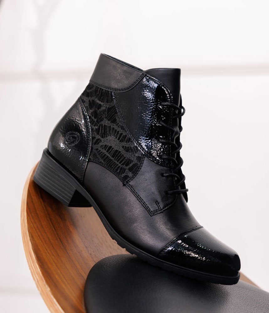 Remonte Chic and Versatile Combi Ankle Boots - Black