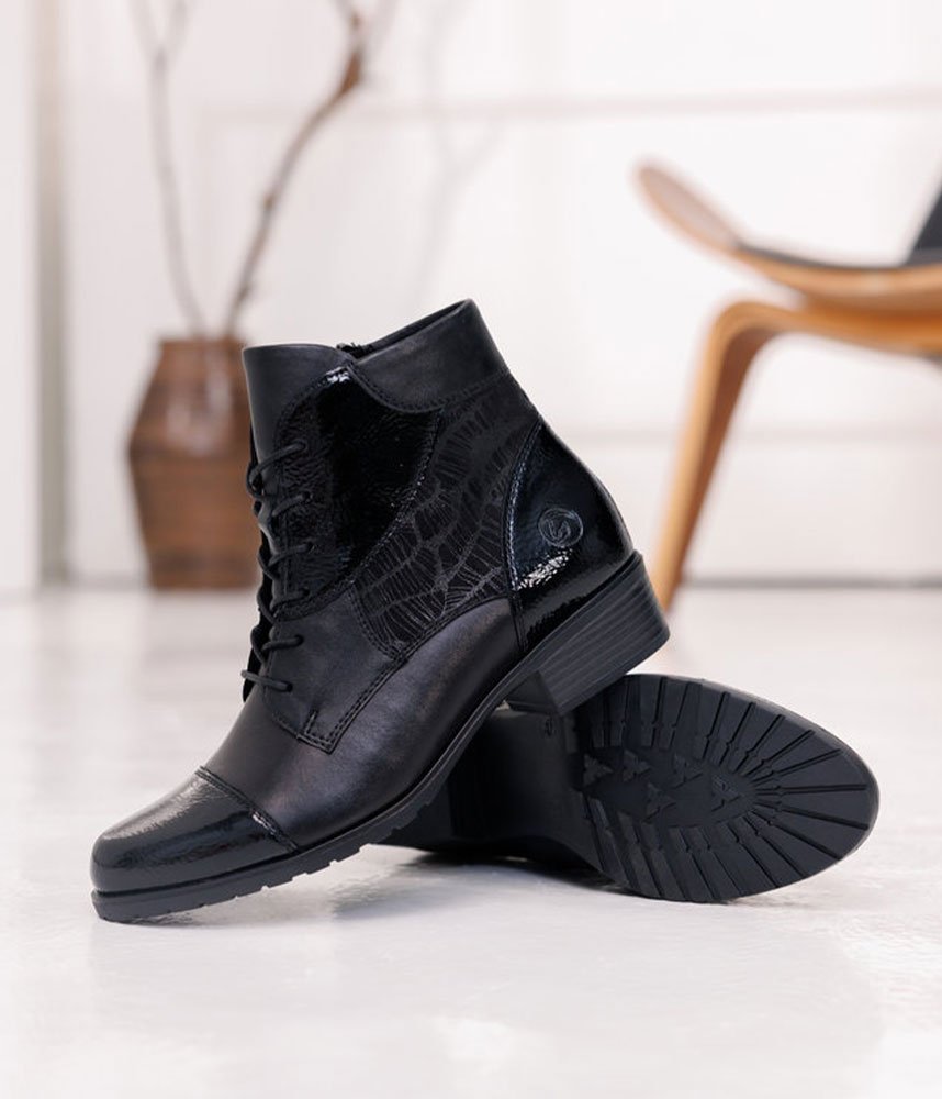 Remonte Chic and Versatile Combi Ankle Boots - Black