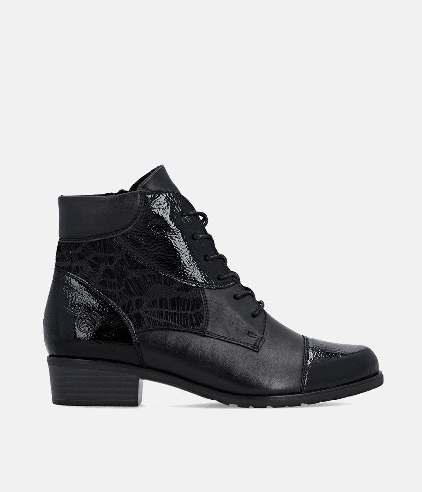 Remonte Chic and Versatile Combi Ankle Boots - Black