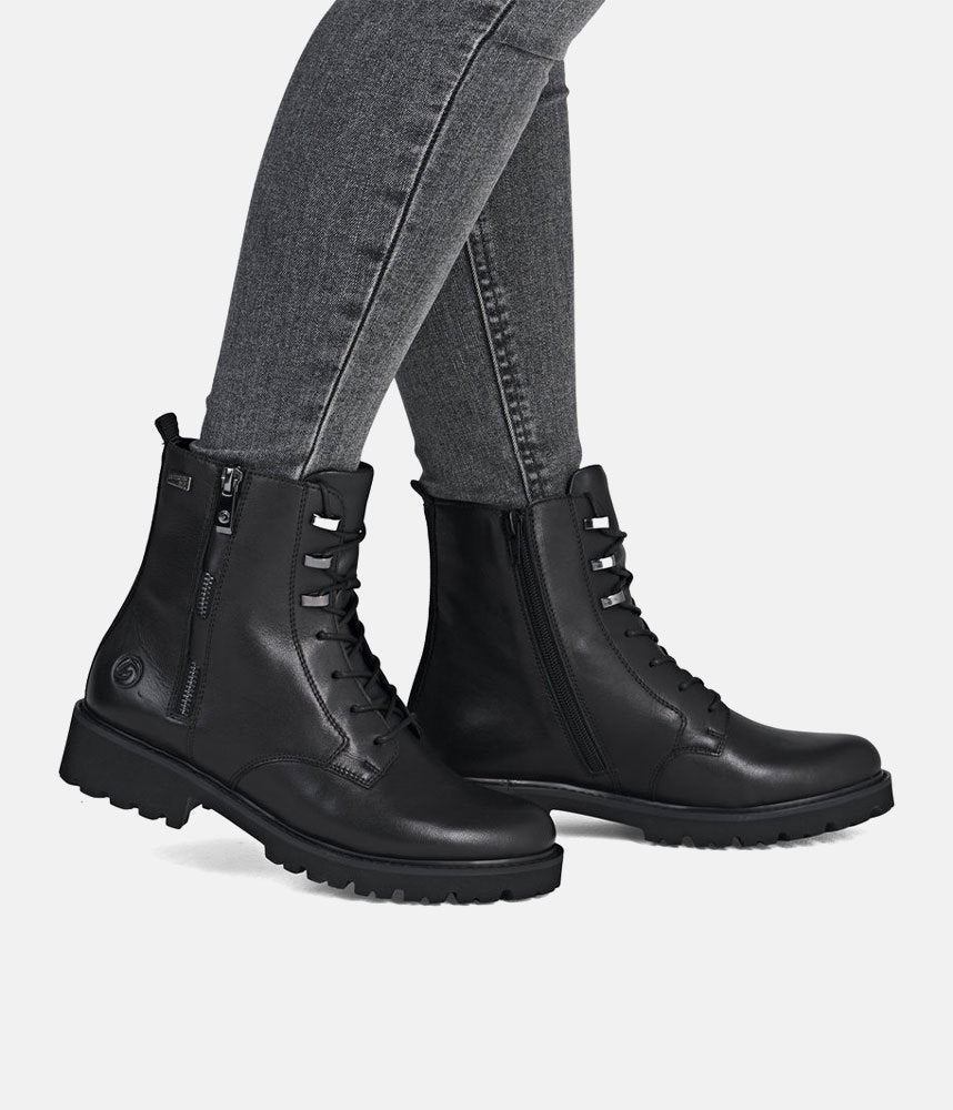 Remonte Fasionable Combat Boots - Black