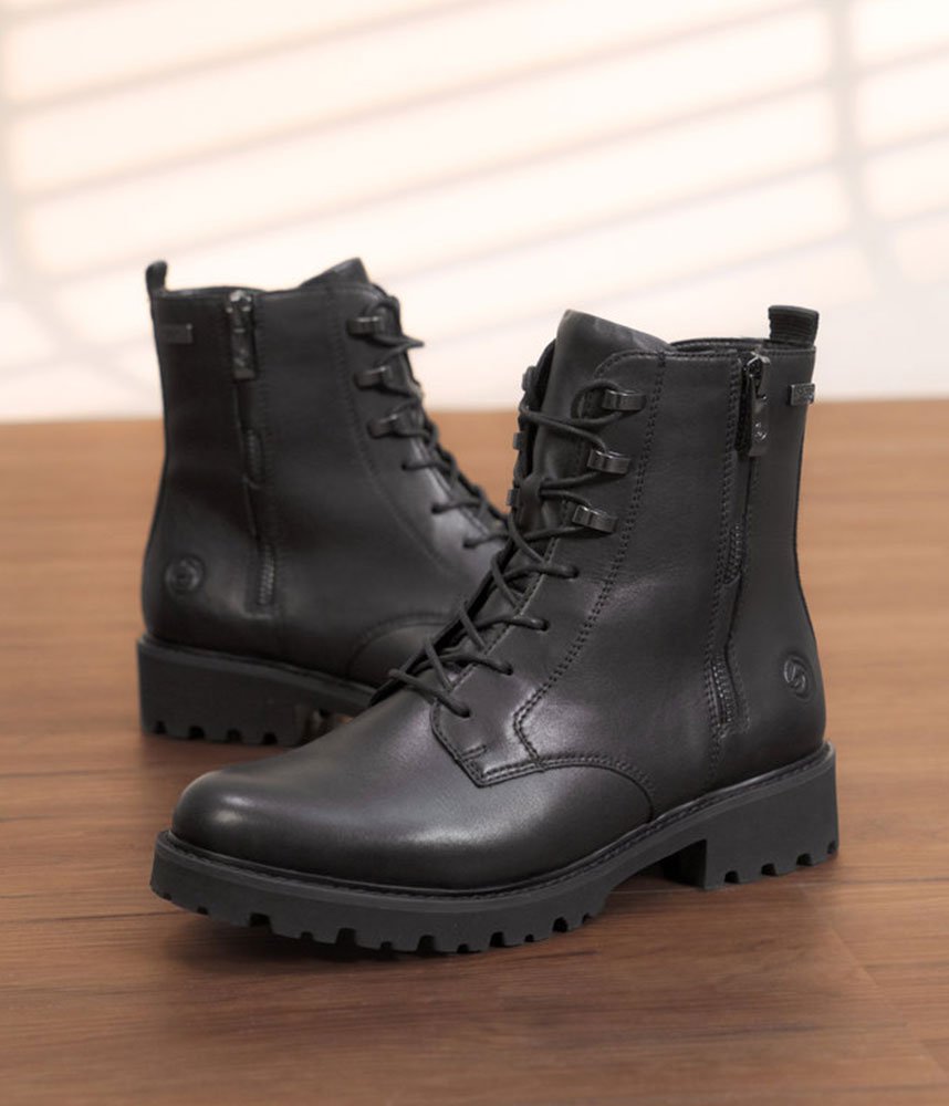 Remonte Fasionable Combat Boots - Black