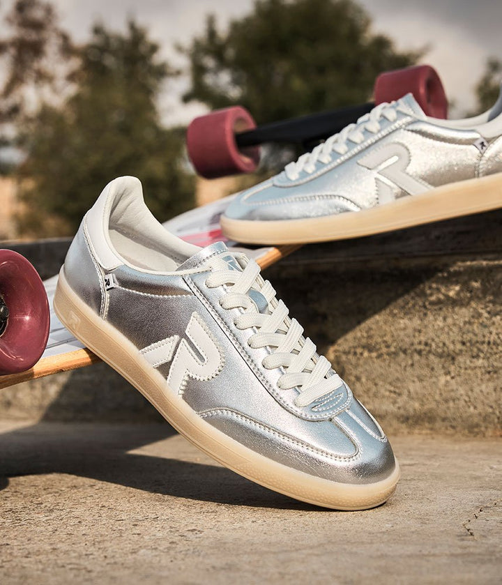 Rieker Stunning Silver Leather Trainers