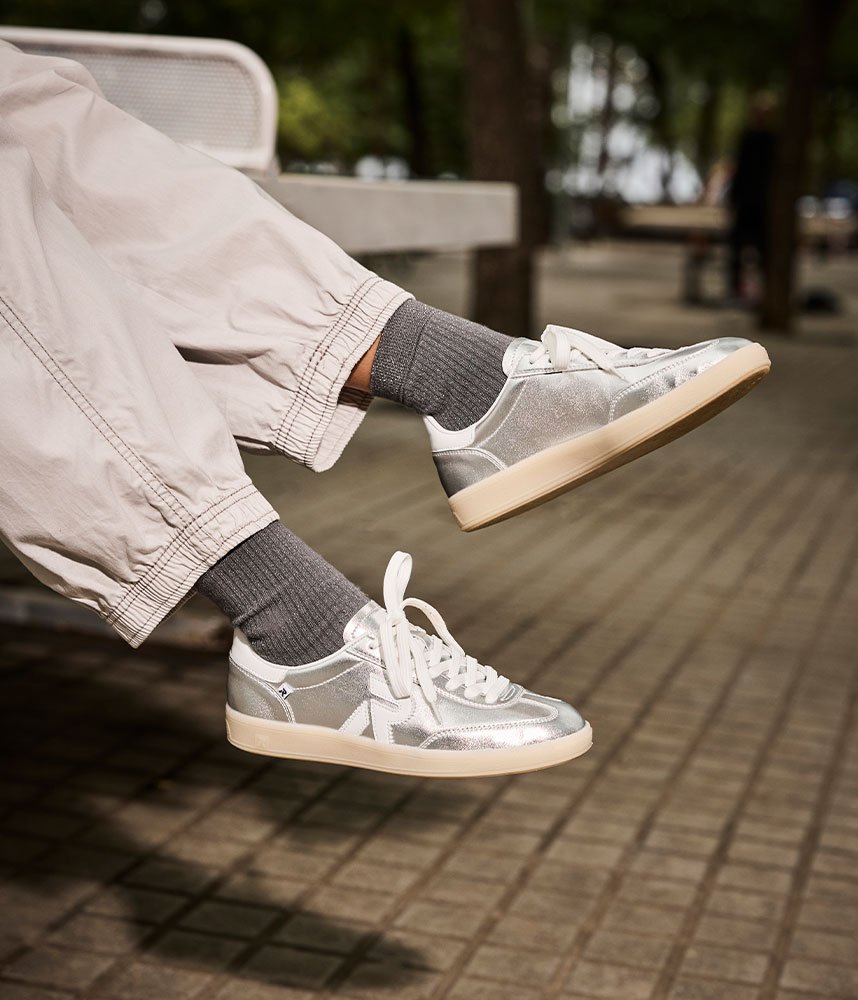 Rieker Stunning Silver Leather Trainers