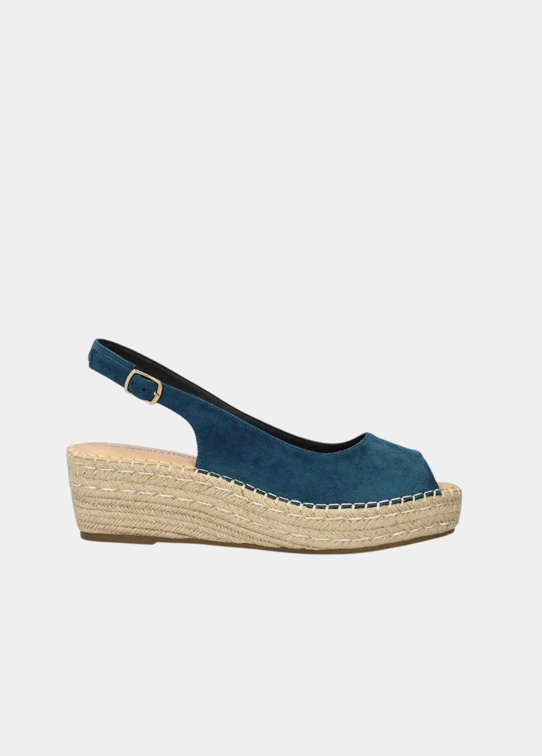 Elegant Suedette Peep-Toe Espadrilles - Teal Blue