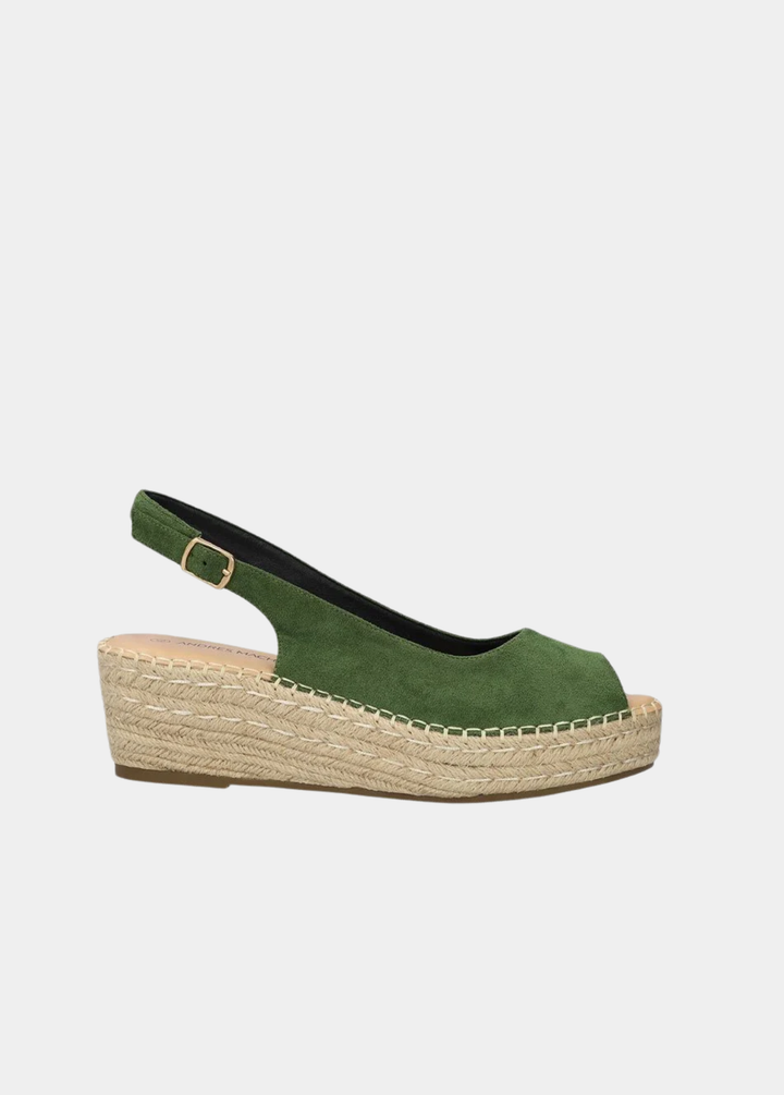Elegant Suedette Peep-Toe Espadrilles - Kelly Green