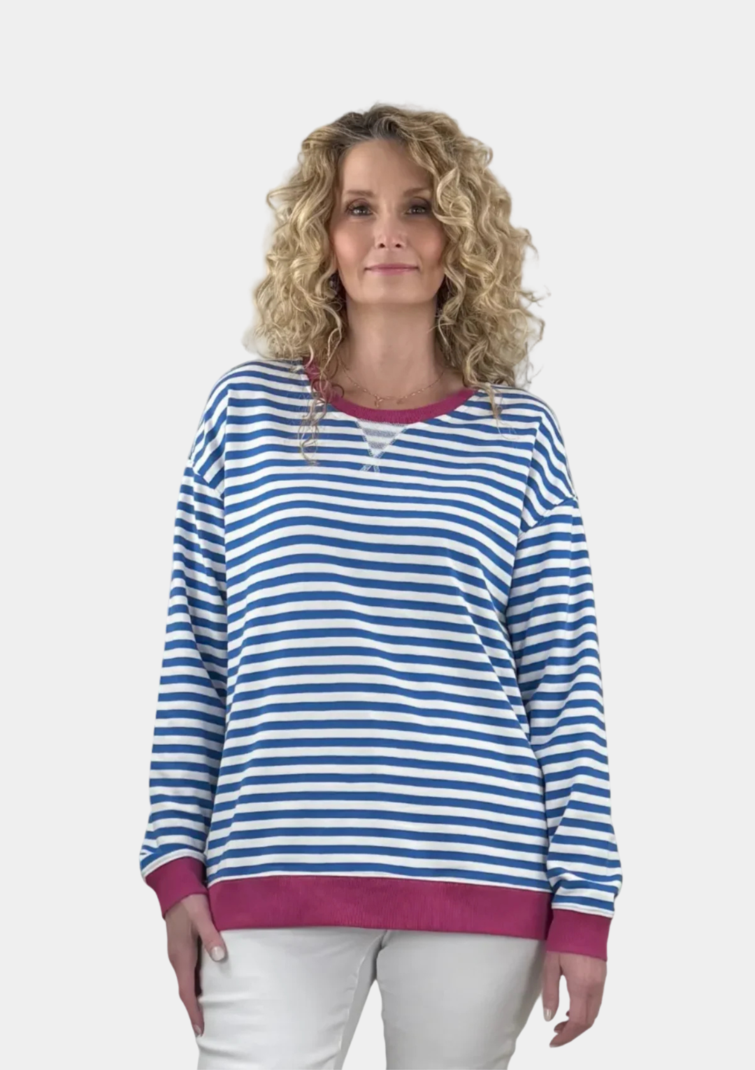 Luxe French Terry Striped Tall Sweatshirt